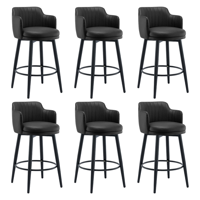 Modern Reception Armed Swivel Stool Matte Finish Leather Barstool