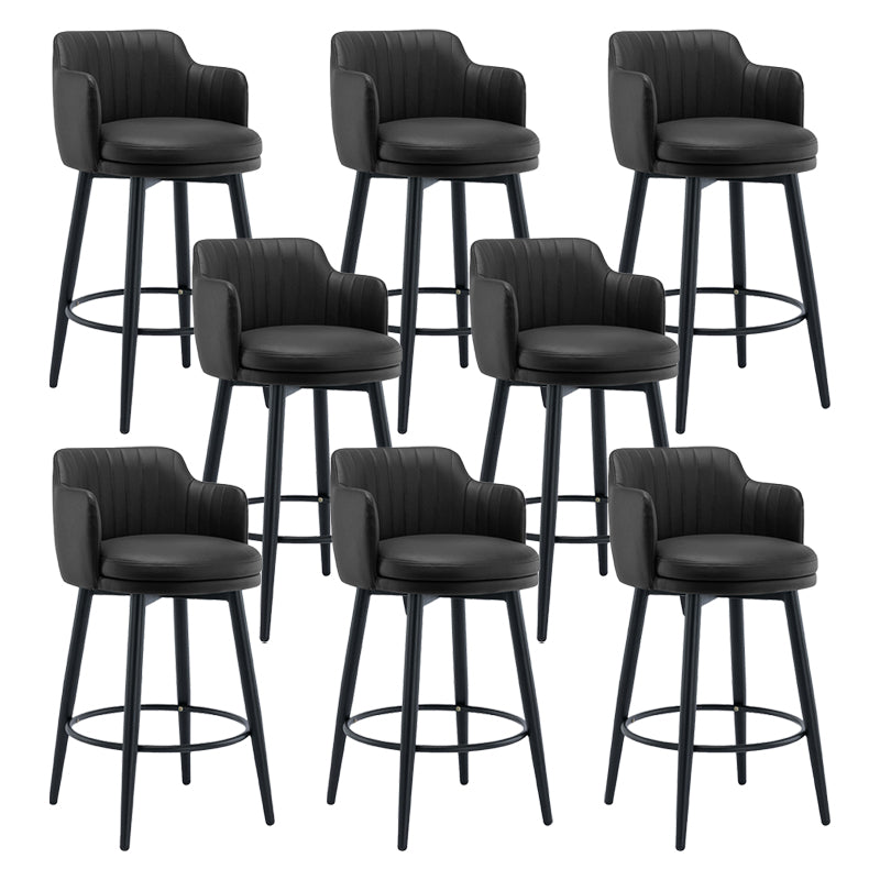Modern Reception Armed Swivel Stool Matte Finish Leather Barstool