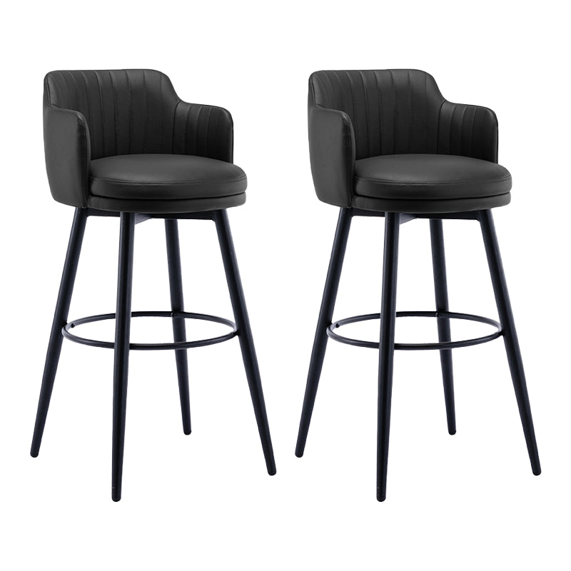 Modern Reception Armed Swivel Stool Matte Finish Leather Barstool