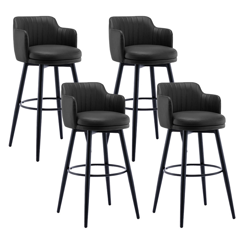 Modern Reception Armed Swivel Stool Matte Finish Leather Barstool
