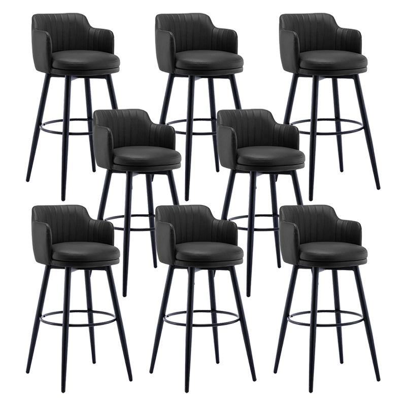Modern Reception Armed Swivel Stool Matte Finish Leather Barstool