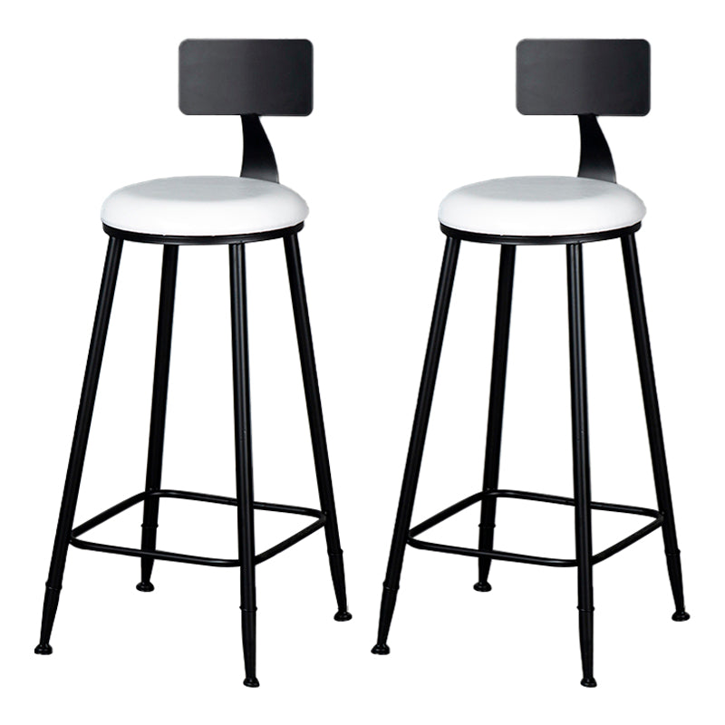 Modern Armless Backrest Counter Stool Iron Kitchen Bar Stool with Cushion