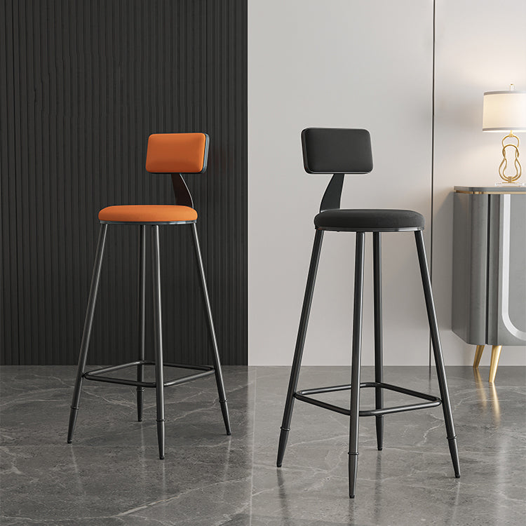 Modern Armless Backrest Counter Stool Iron Kitchen Bar Stool with Cushion