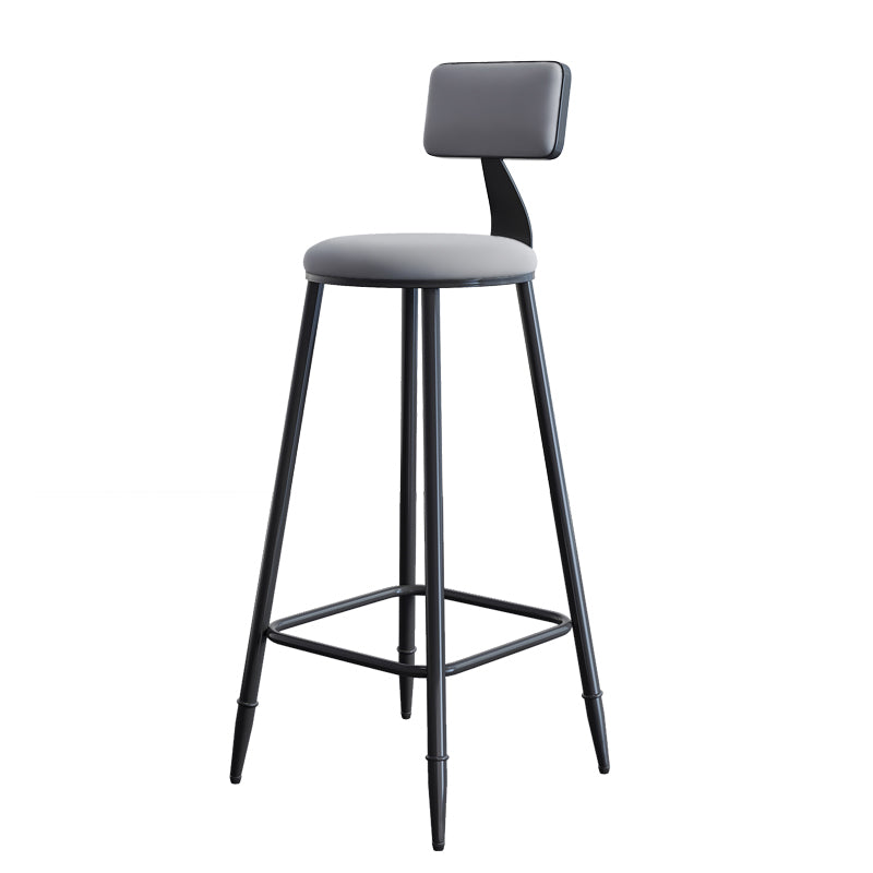 Modern Armless Backrest Counter Stool Iron Kitchen Bar Stool with Cushion
