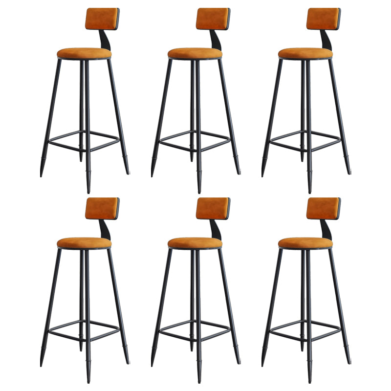 Modern Armless Backrest Counter Stool Iron Kitchen Bar Stool with Cushion