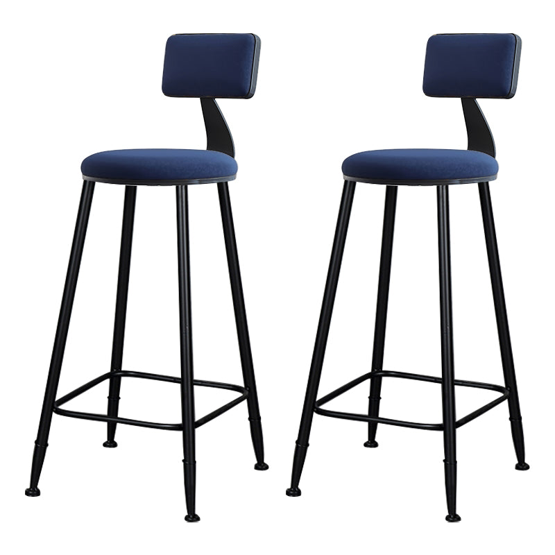 Modern Armless Backrest Counter Stool Iron Kitchen Bar Stool with Cushion
