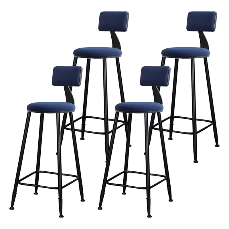 Modern Armless Backrest Counter Stool Iron Kitchen Bar Stool with Cushion