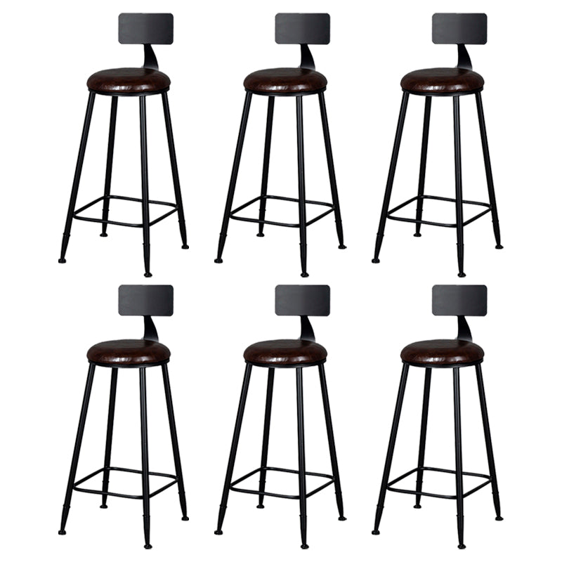 Modern Armless Backrest Counter Stool Iron Kitchen Bar Stool with Cushion