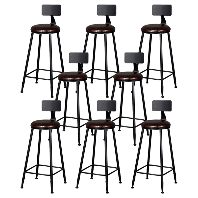 Modern Armless Backrest Counter Stool Iron Kitchen Bar Stool with Cushion