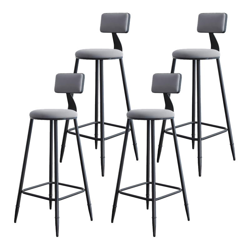 Modern Armless Backrest Counter Stool Iron Kitchen Bar Stool with Cushion