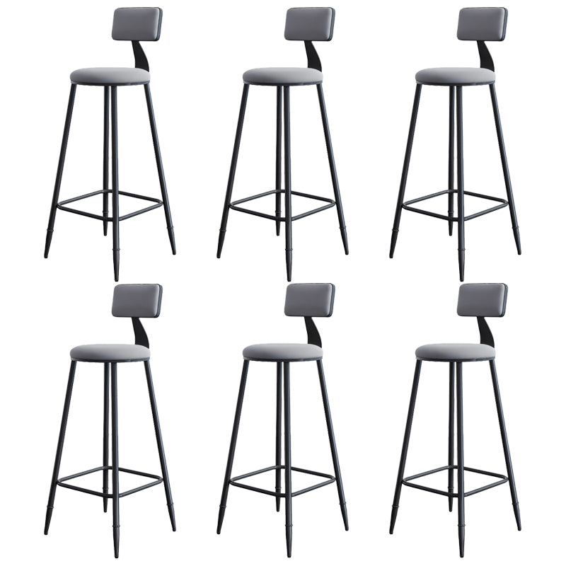 Modern Armless Backrest Counter Stool Iron Kitchen Bar Stool with Cushion