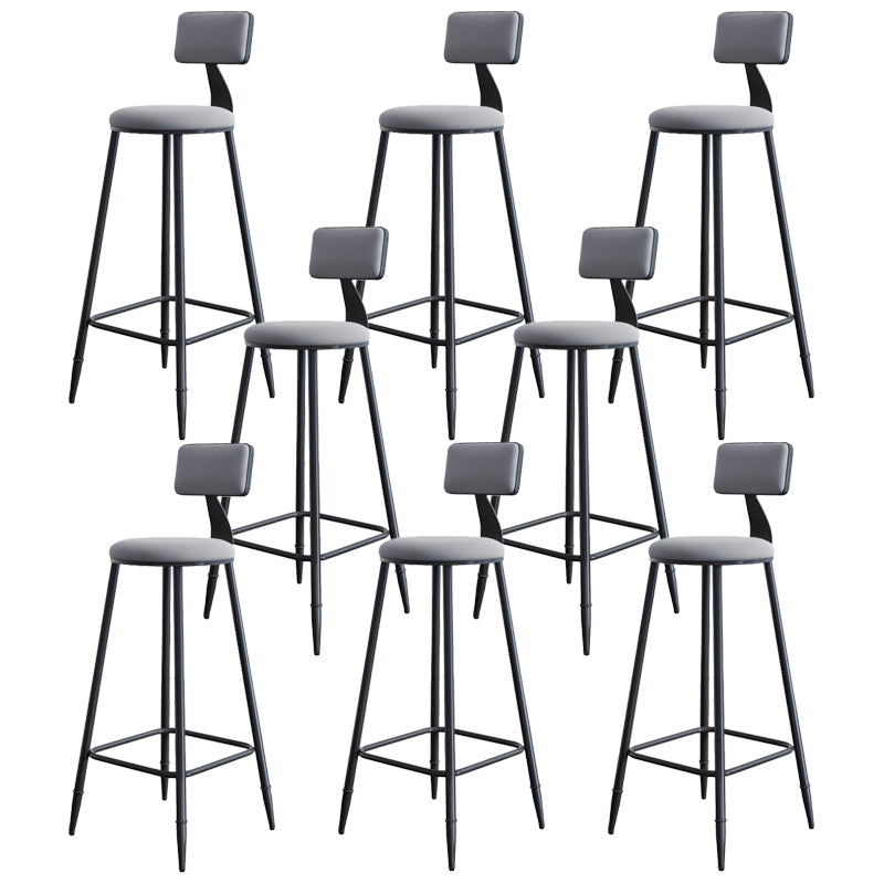 Modern Armless Backrest Counter Stool Iron Kitchen Bar Stool with Cushion