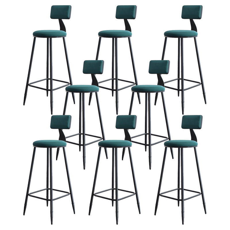 Modern Armless Backrest Counter Stool Iron Kitchen Bar Stool with Cushion