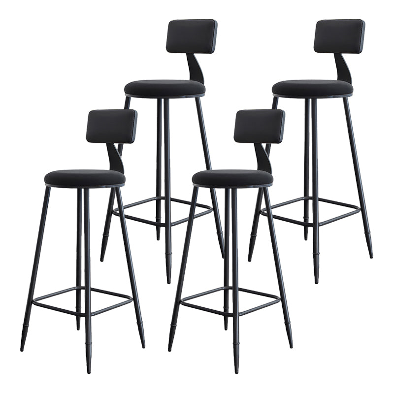 Modern Armless Backrest Counter Stool Iron Kitchen Bar Stool with Cushion