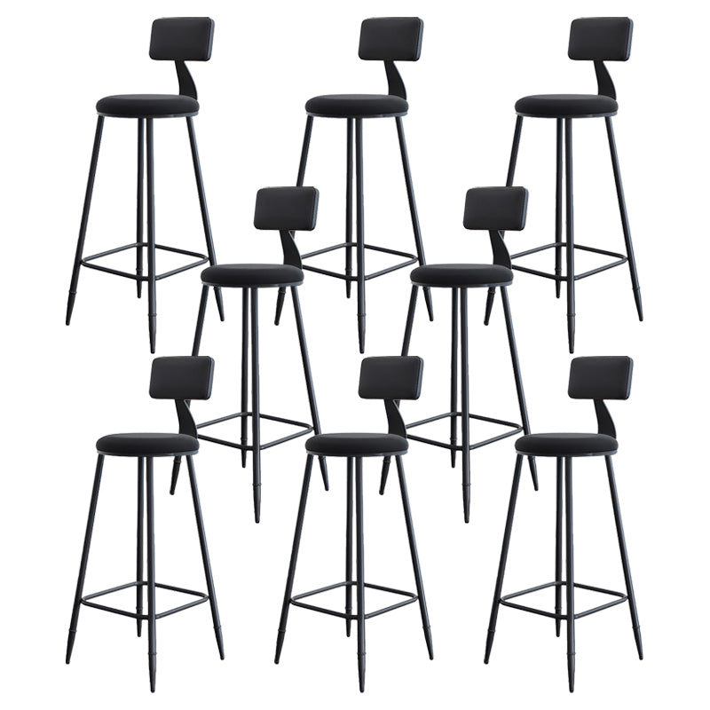 Modern Armless Backrest Counter Stool Iron Kitchen Bar Stool with Cushion