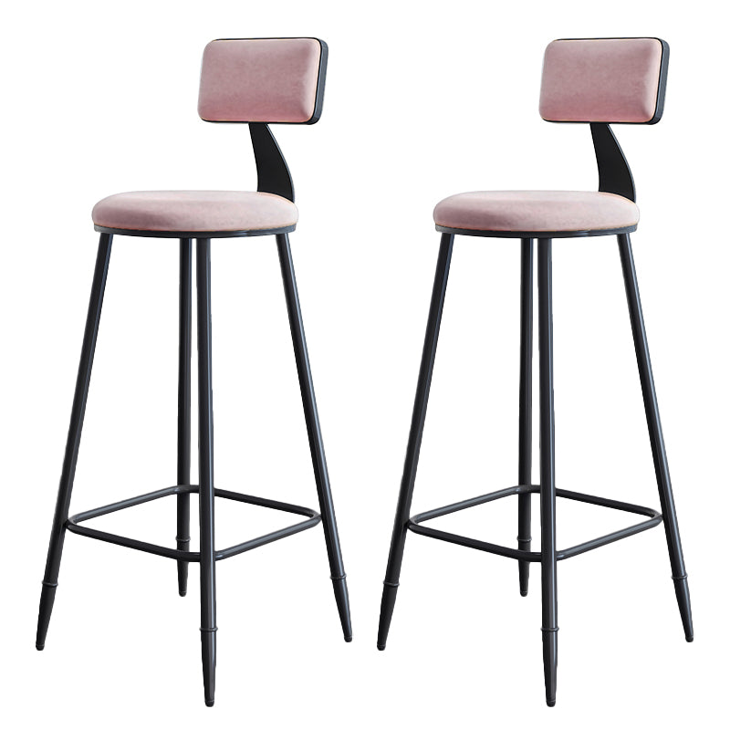 Modern Armless Backrest Counter Stool Iron Kitchen Bar Stool with Cushion