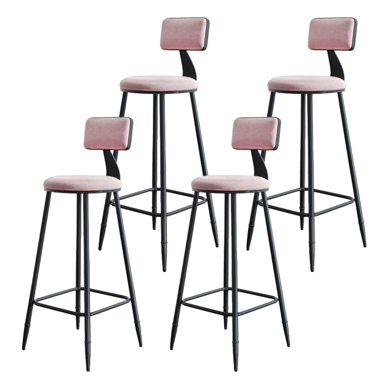 Modern Armless Backrest Counter Stool Iron Kitchen Bar Stool with Cushion
