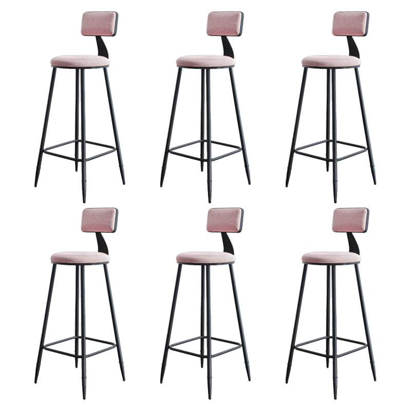 Modern Armless Backrest Counter Stool Iron Kitchen Bar Stool with Cushion