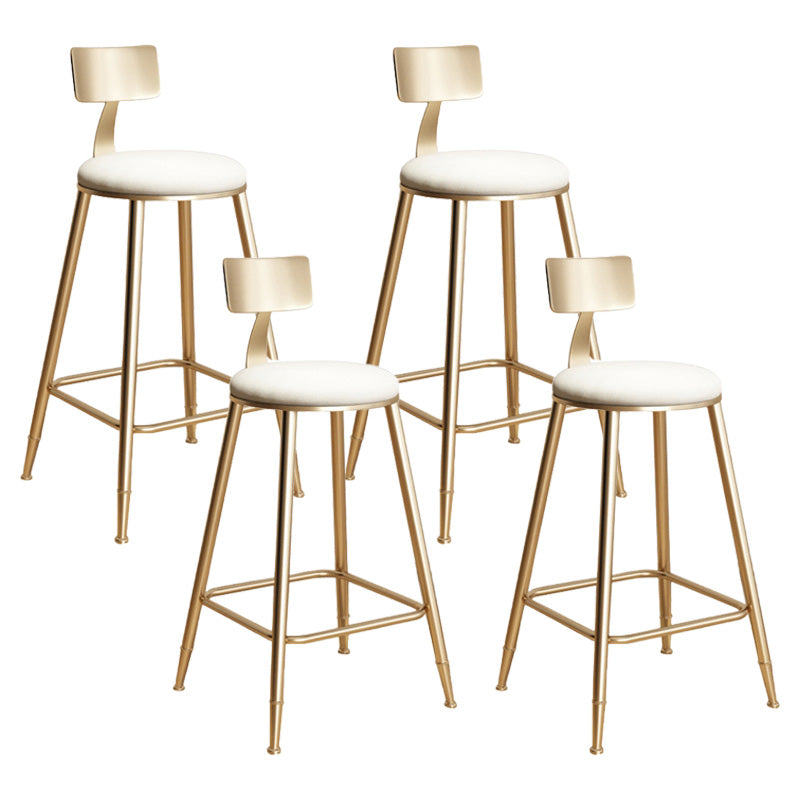 Glam Living Room Round Stool Matte Finish PU Leather Barstool