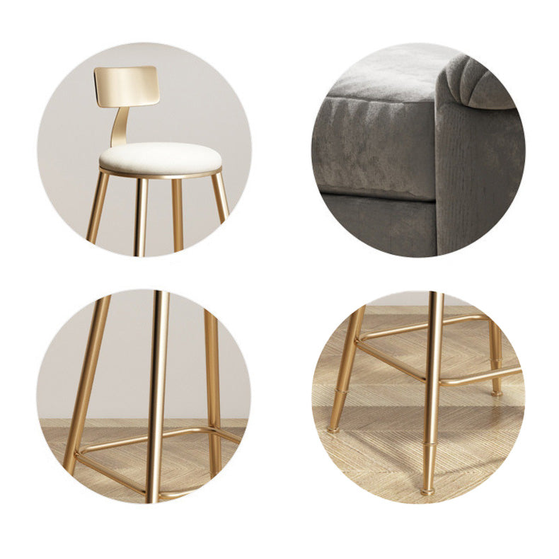 Glam Living Room Round Stool Matte Finish PU Leather Barstool