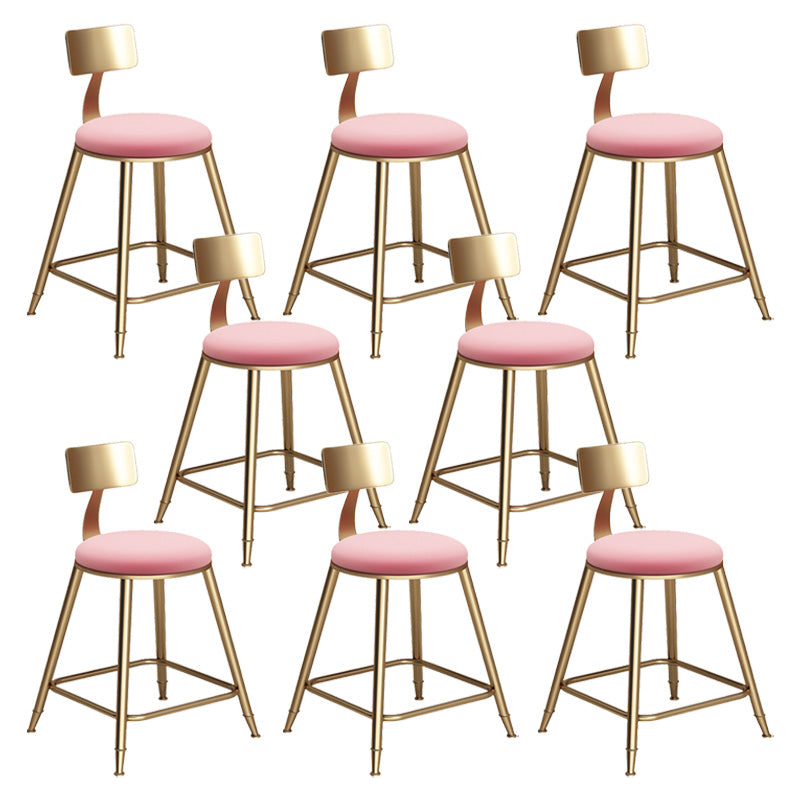 Glam Living Room Round Stool Matte Finish PU Leather Barstool