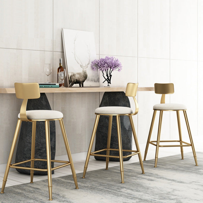 Glam Living Room Round Stool Matte Finish PU Leather Barstool