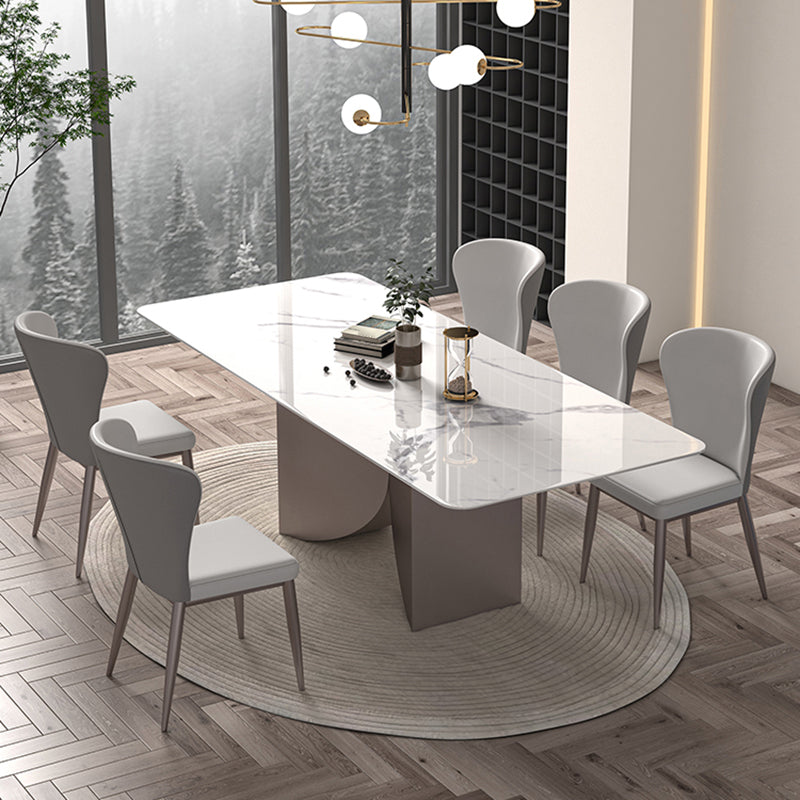 Nordic Glam Rectangle Sintered Stone Dining Table Set 1/2/4/6/7 Pieces Dining Set