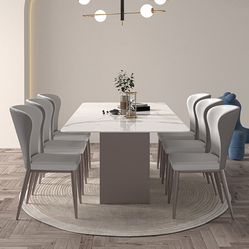 Nordic Glam Rectangle Sintered Stone Dining Table Set 1/2/4/6/7 Pieces Dining Set