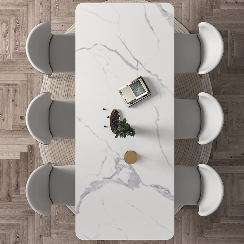 Nordic Glam Rectangle Sintered Stone Dining Table Set 1/2/4/6/7 Pieces Dining Set
