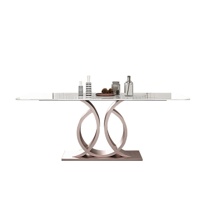 Nordic Glam Rectangle Sintered Stone Dining Table Set 1/4/5/6/7 Pieces Set