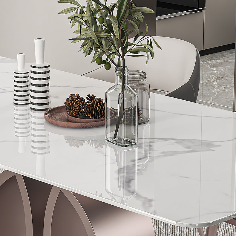 Nordic Glam Rectangle Sintered Stone Dining Table Set 1/4/5/6/7 Pieces Set
