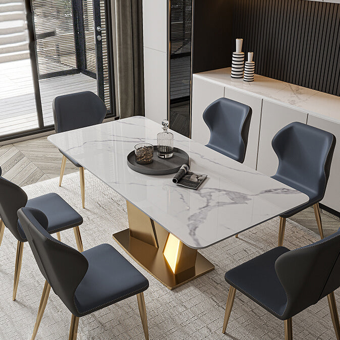 Nordic Glam Rectangle Sintered Stone Dining Table Set 1/4/5/7 Pieces Dining Set