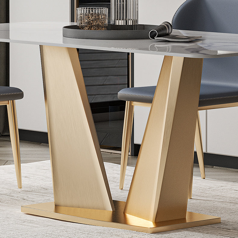 Nordic Glam Rectangle Sintered Stone Dining Table Set 1/4/5/7 Pieces Dining Set