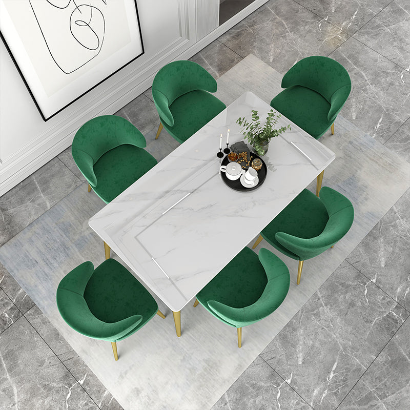 Glam White Sintered Stone Dining Table Set 1/2/5/7 Pieces Dining Set for Home Use