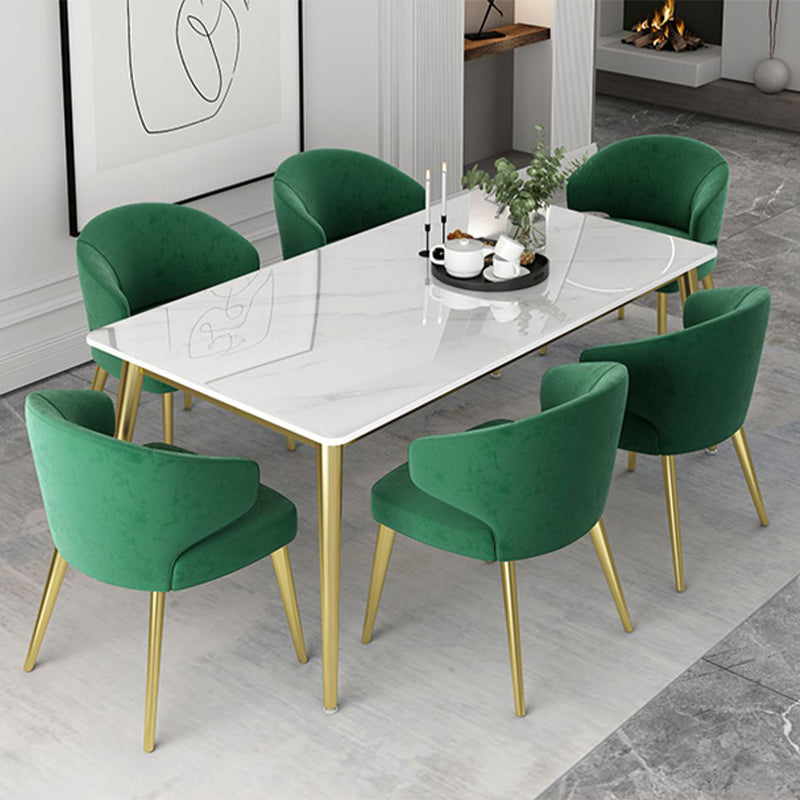 Glam White Sintered Stone Dining Table Set 1/2/5/7 Pieces Dining Set for Home Use