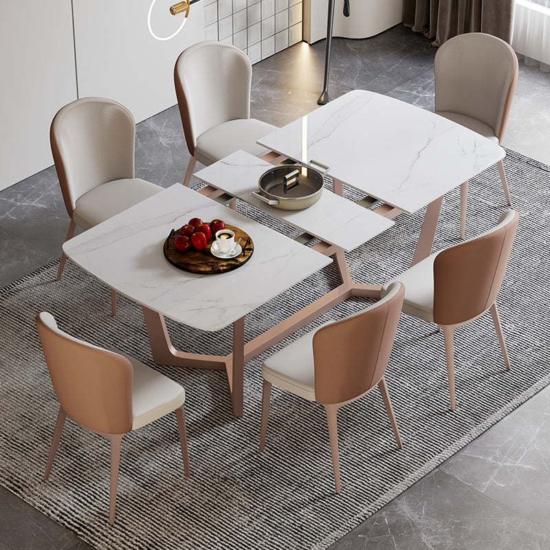Extendable Sintered Stone Top Dining Set Rectangle 1/4/5/7 Pieces Dining Table with Chairs