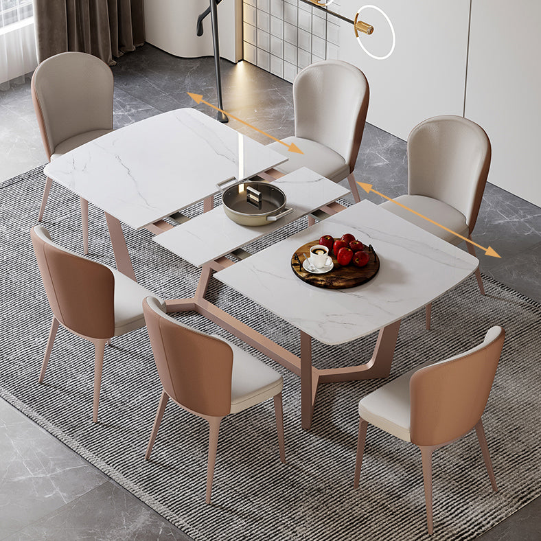 Extendable Sintered Stone Top Dining Set Rectangle 1/4/5/7 Pieces Dining Table with Chairs
