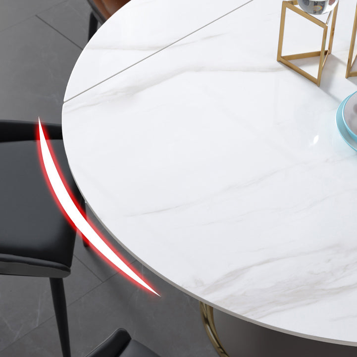 Glam Leatherwear Dinette Set 1/2/5/7 Pieces Round Scalable Sintered Stone Dining Table Set