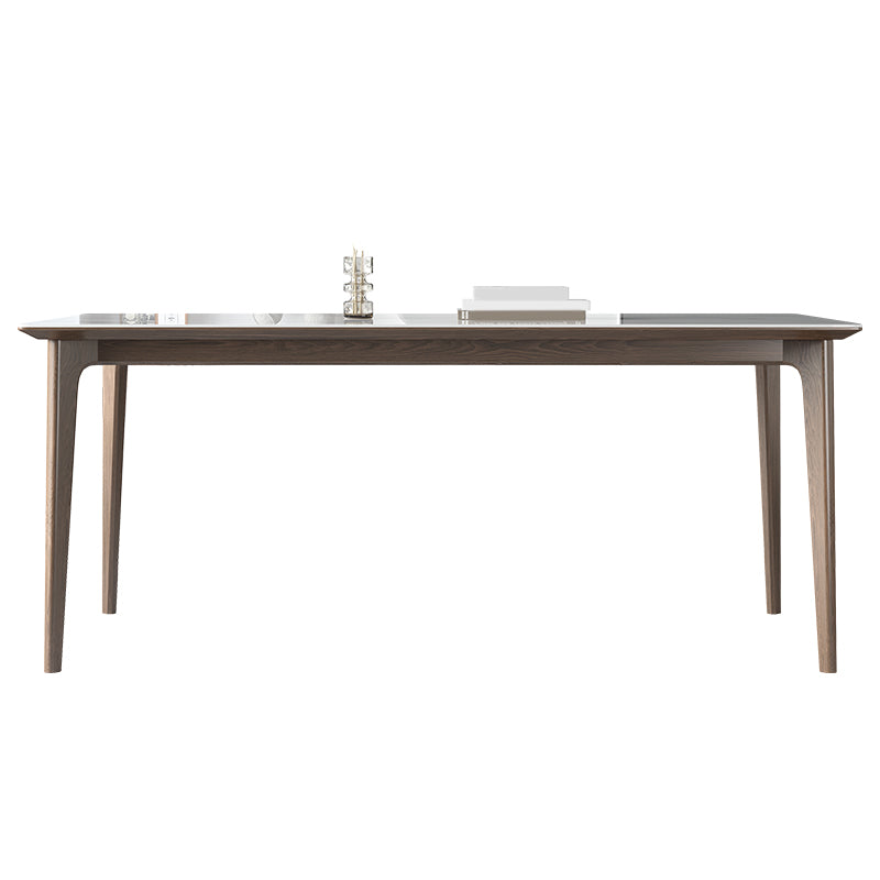 Modern Ash Wood Dinette Set 1/3/4/5/7 Pieces Rectangle Sintered Stone Top Dining Table Set