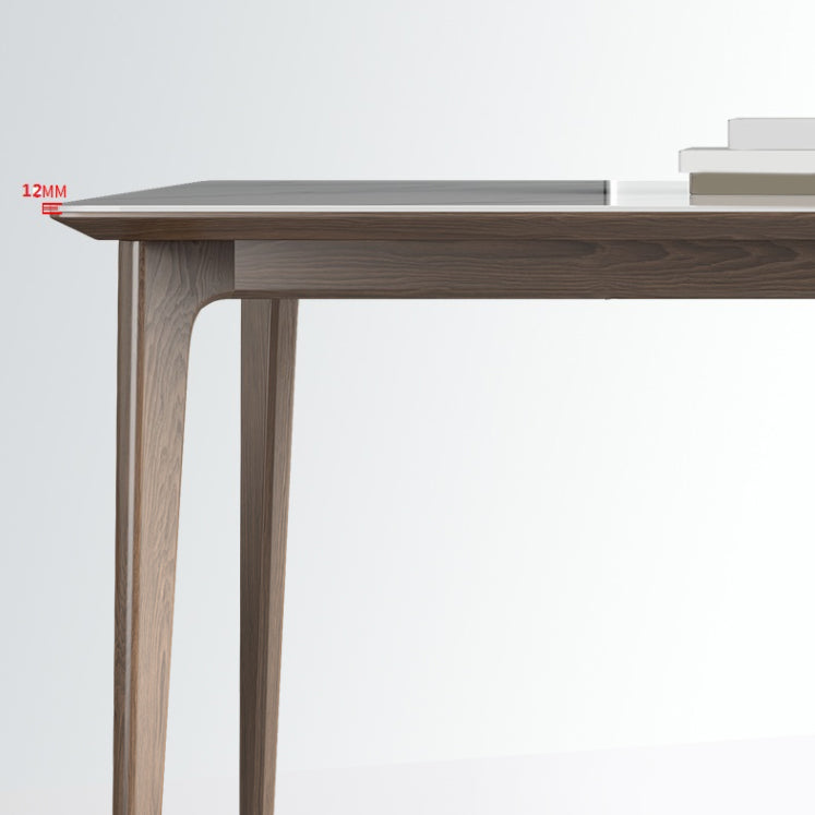 Modern Ash Wood Dinette Set 1/3/4/5/7 Pieces Rectangle Sintered Stone Top Dining Table Set