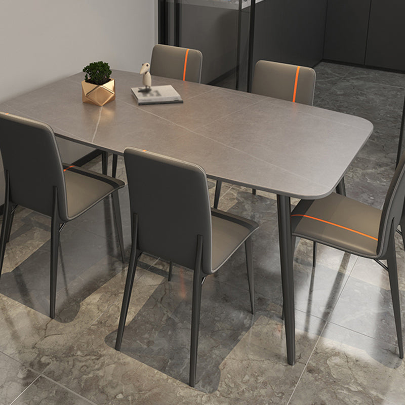 Sintered Stone Indoor Table in Grey Industrial Kitchen Table with 4 Legs