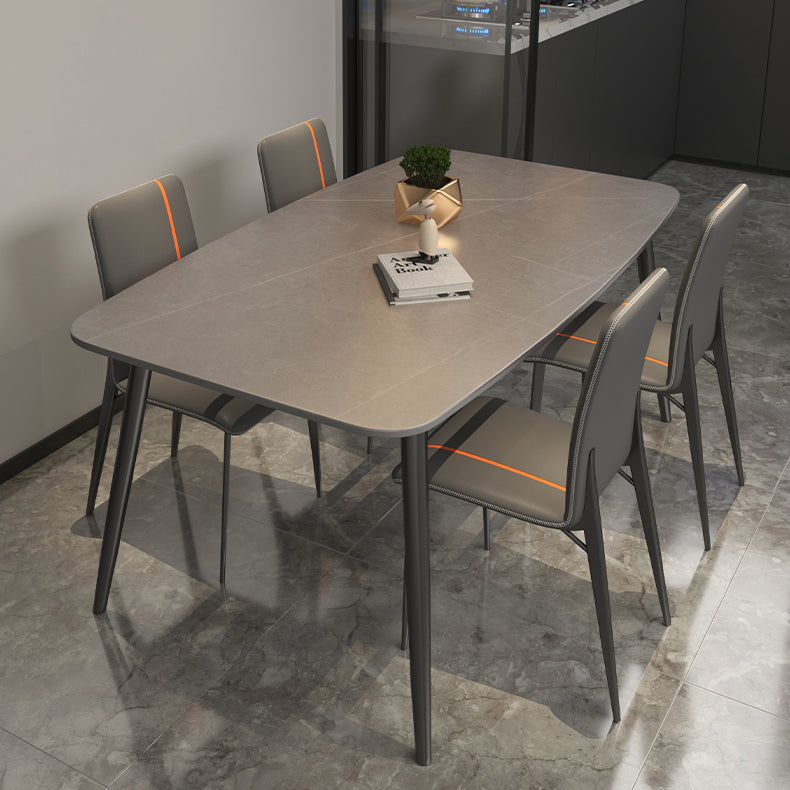 Sintered Stone Indoor Table in Grey Industrial Kitchen Table with 4 Legs