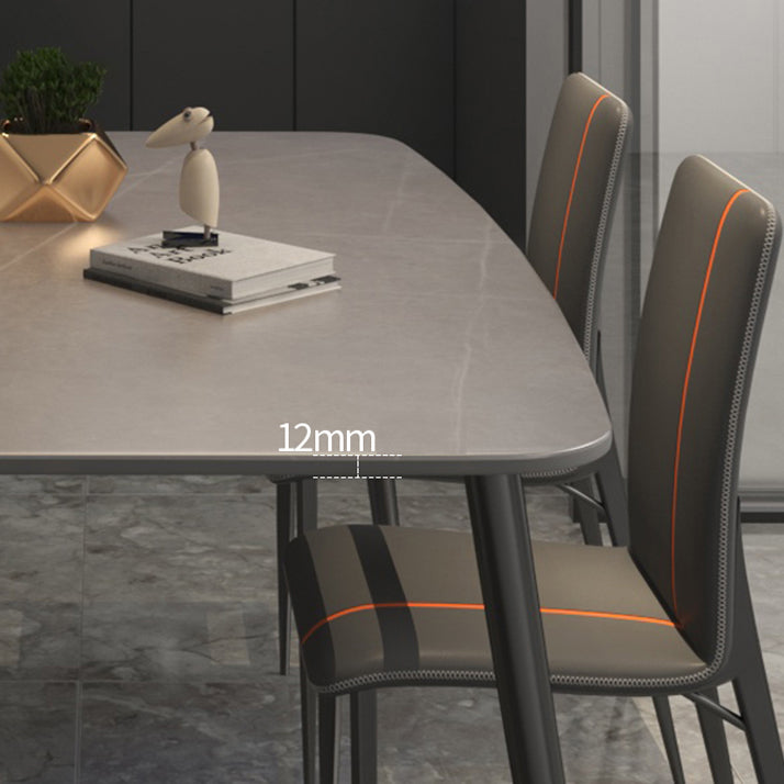 Sintered Stone Indoor Table in Grey Industrial Kitchen Table with 4 Legs