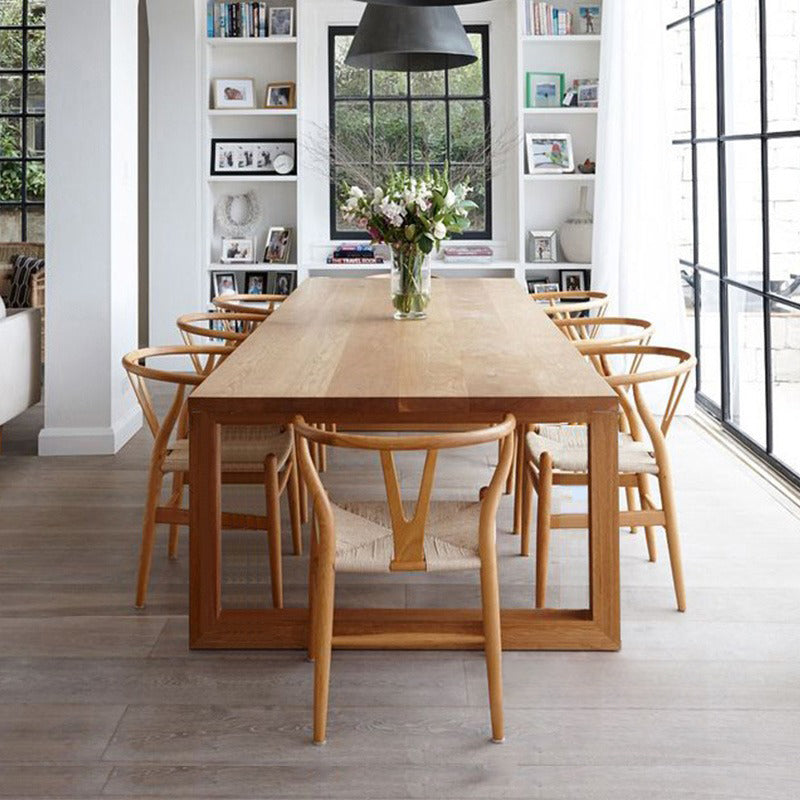 Solid Wood Modern Rectangle Table Pine Wood Top Table with Sled Base