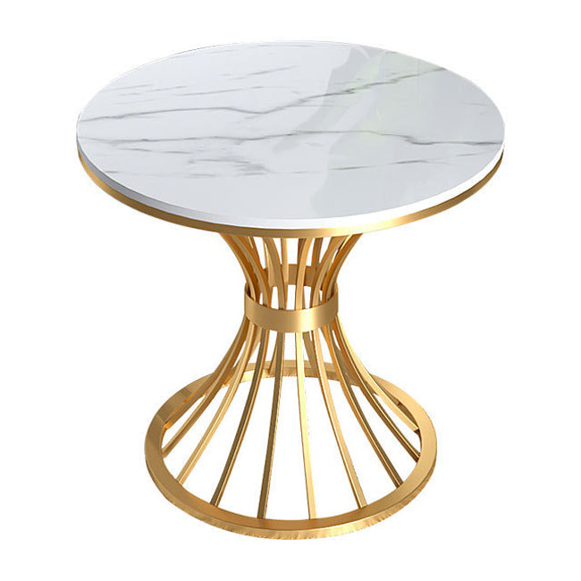 Traditional Luxury Dining Table Sintered Stone Top Dining Table with Gold Frame