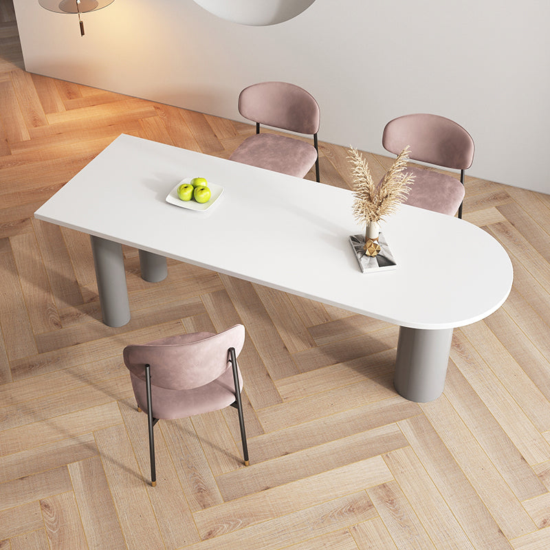 Modern Oval Dining Table Grey Solid Wood Double Pedestal Table Home Kitchen Dinner