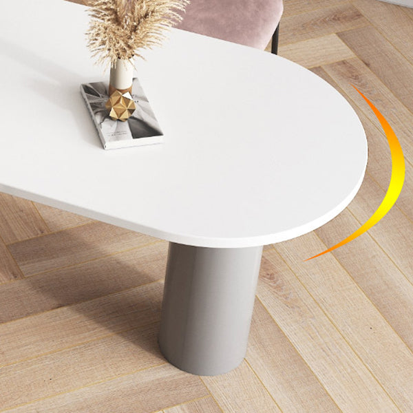 Modern Oval Dining Table Grey Solid Wood Double Pedestal Table Home Kitchen Dinner