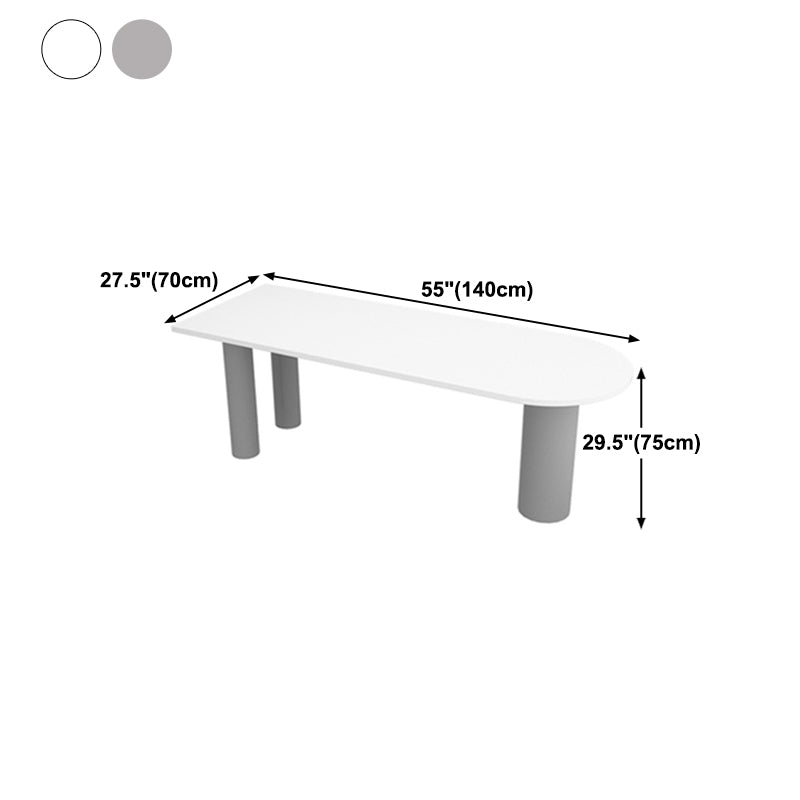Modern Oval Dining Table Grey Solid Wood Double Pedestal Table Home Kitchen Dinner