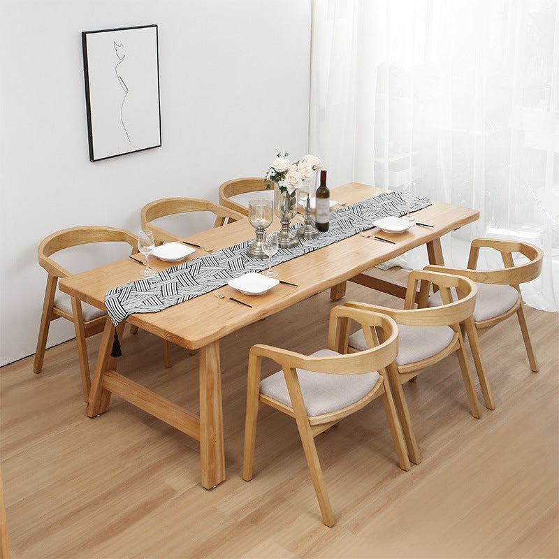 Pine Wood Top Dining Table Modern Dining Table with Double Pedestal Base