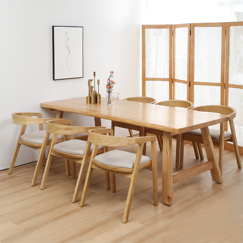 Pine Wood Top Dining Table Modern Dining Table with Double Pedestal Base